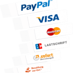 Alle gängigen Zahlungsmittel integriert! Zahlung mit Paypal, Visa und Co. möglich.