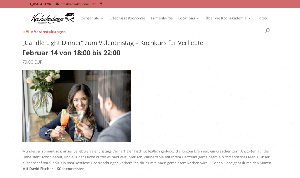 Valentinstag Best Practice Kochakademie Beispiele für Marketing zum Valentinstag