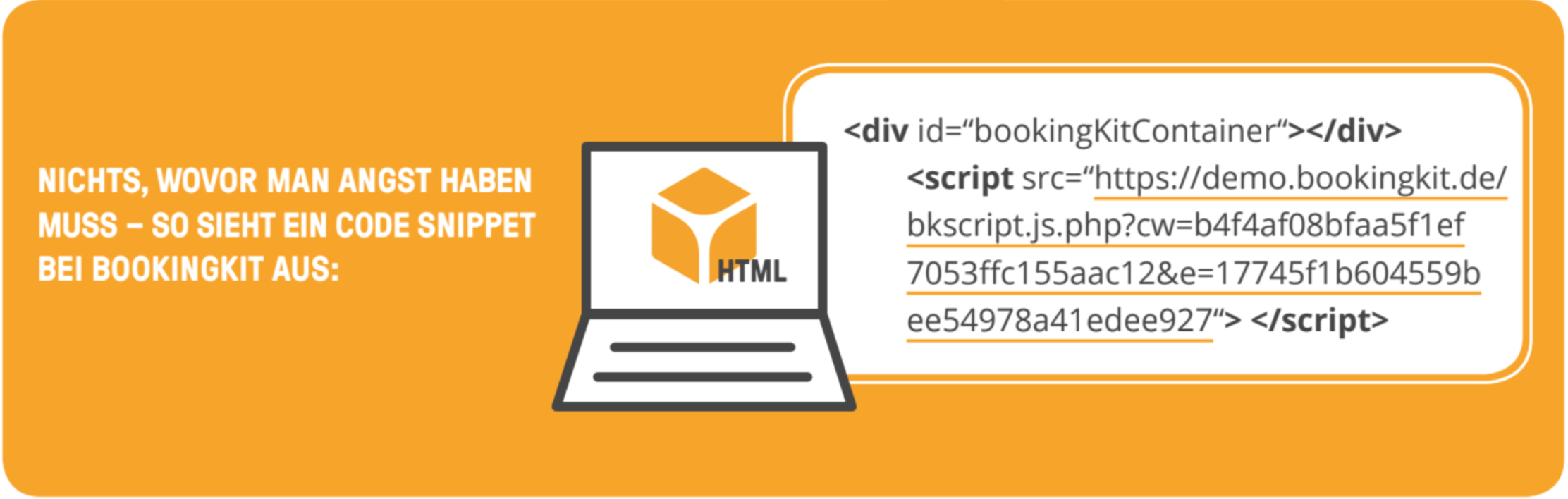 Beispiel für eine HTML Code-Zeile zur Integration von bookingkit in eine WordPress Website