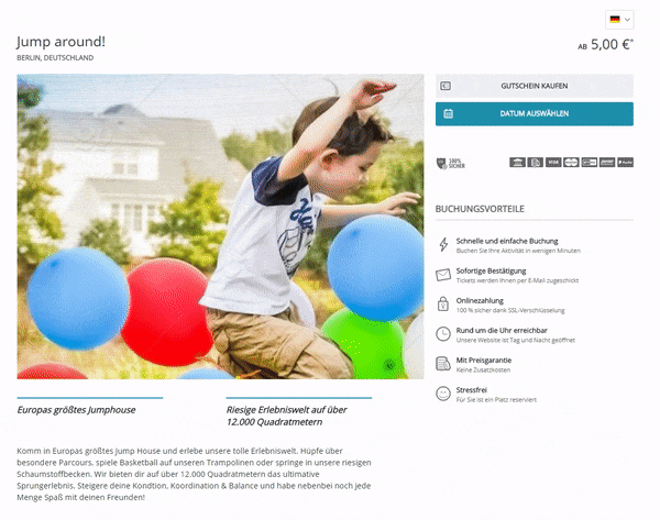 bookingkit Buchungsmaske - Flexible Erlebnisdauer