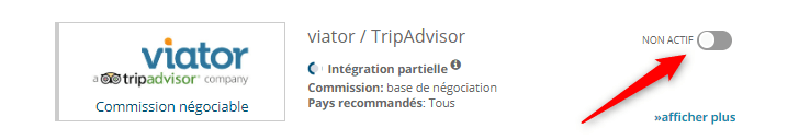 Activation de Viator sur bookingkit système de réservation