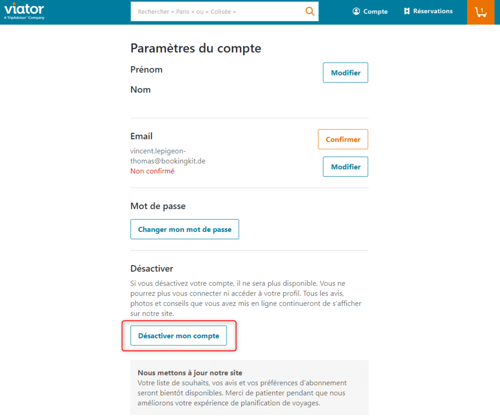 Le guide complet d'utilisation Viator: comment désactiver mon compte